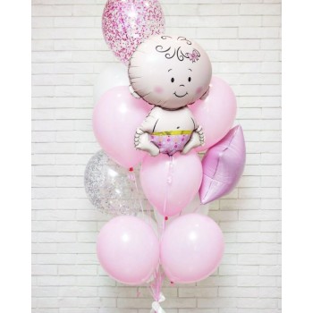 Μπαλόνια για κορίτσι Μωράκι και Κομφετί